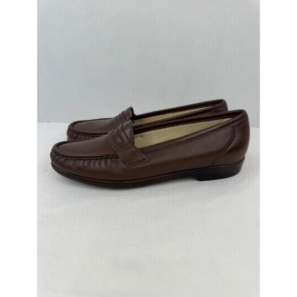 SAS Womens Penny Loafers Brown Leather Tripad Comfort Shoes 8.5 M‎ Made in USA
